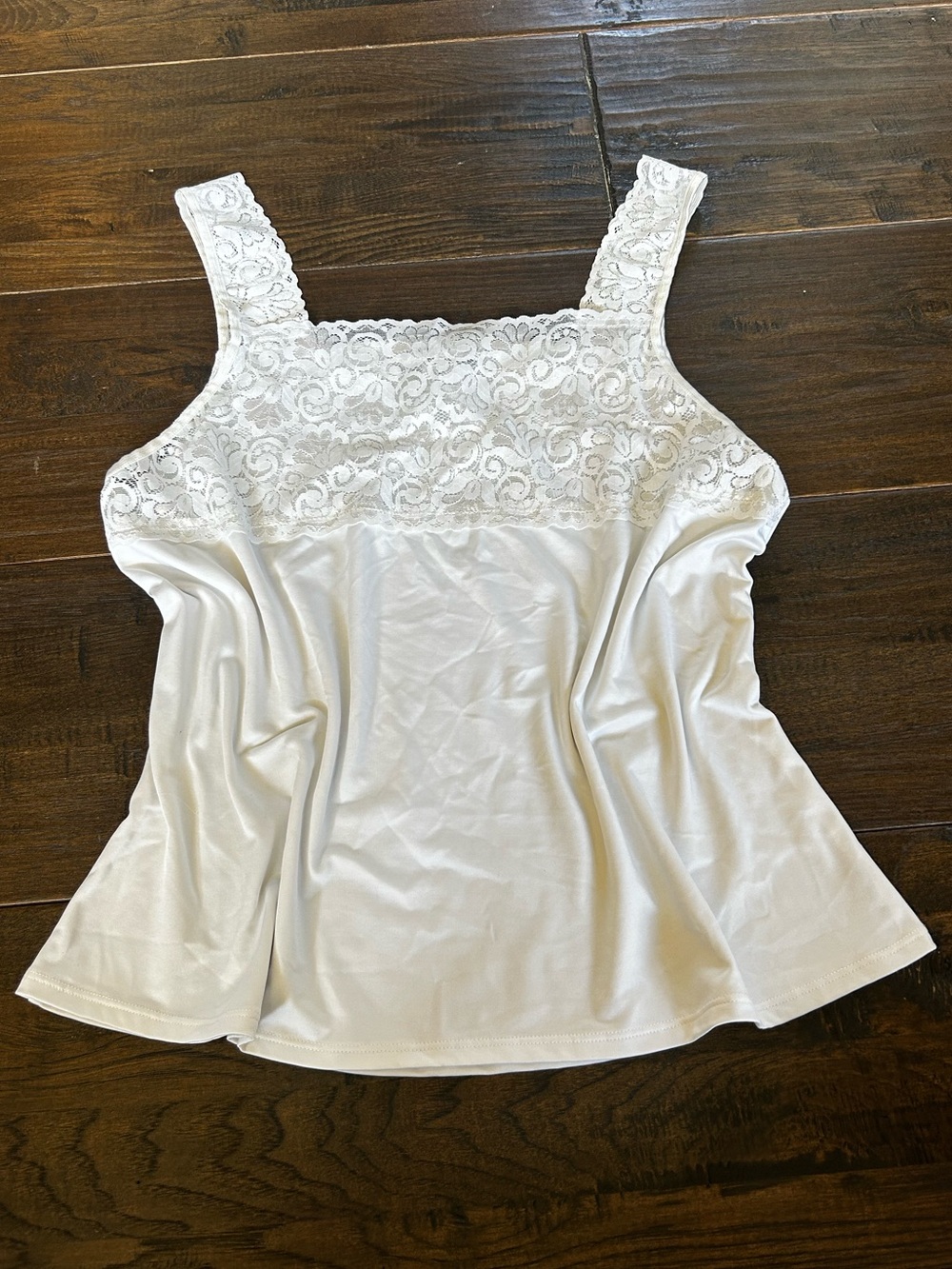 Lace Yoke White Women's Tank Top